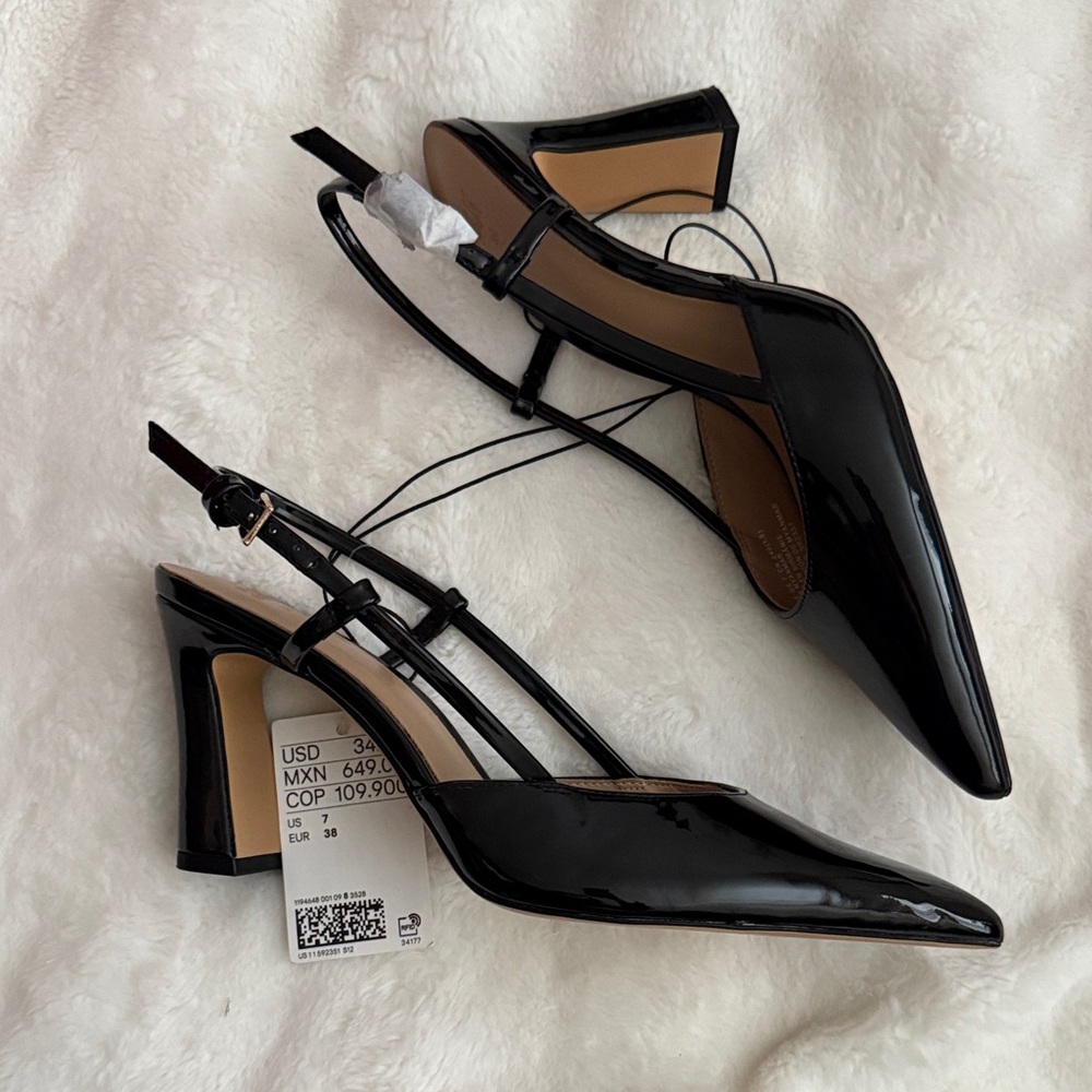 H&M Glossy Black Slingback Heels
